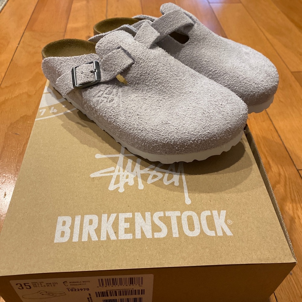 BNWT Stussy x Birkenstock Boston Clogs Bone size 35